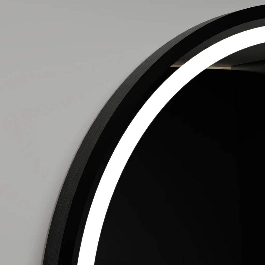 Oglinda LED Rotunda, 90cm, Orizzonte Rama Neagra, Basic Touch
