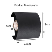 Fantas Aplica LED de Exterior si Interior, 2 Surse x 1W, IP65, Metalic, Negru, 3000K