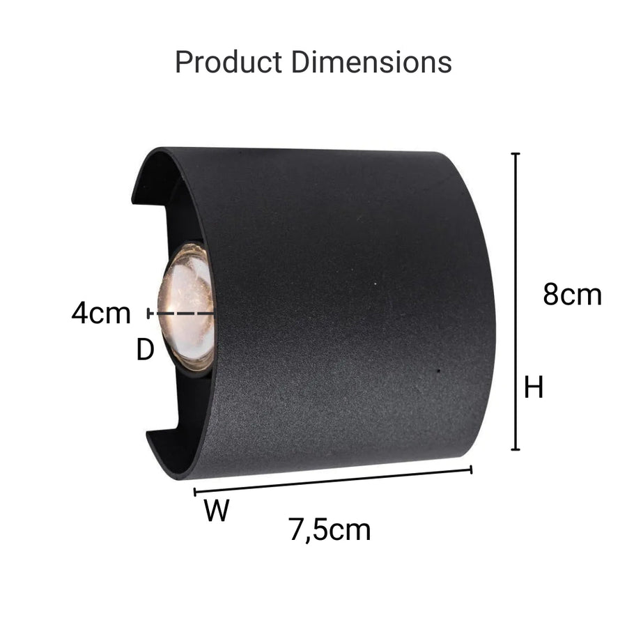 Fantas Aplica LED de Exterior si Interior, 2 Surse x 1W, IP65, Metalic, Negru, 3000K