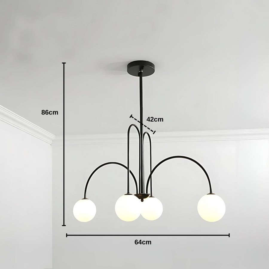 Lustra cu Abajur, Torino, 4xE27, Negru, Metal