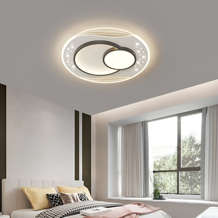 Lustra LED cu telecomanda SERPENTA 51W, Rotunda, lumina Rece/Calda/Neutra, Dimabila, Negru