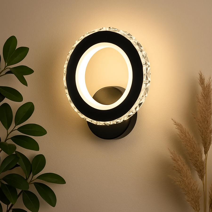 Aplica LED NOVA Rotonda, 16W, Negru & Inox, lumina Calda/Rece/Neutra