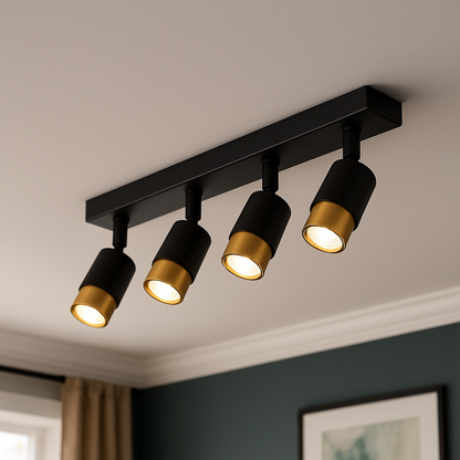 Proiector LED cu 4xGU10 Proiectoare, Auriu, Metal și Acril
