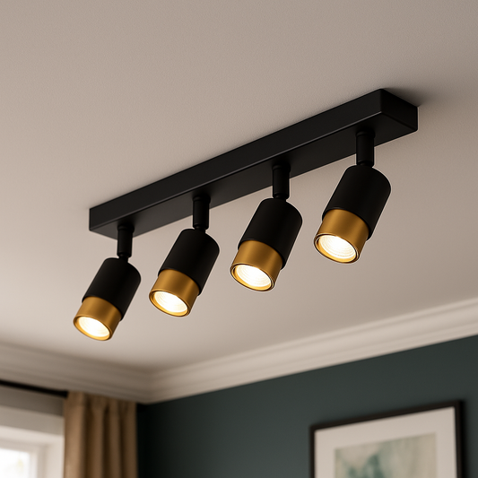 Proiector LED cu 4xGU10 Proiectoare, Auriu, Metal și Acril