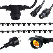 Ghirlanda LED 10 surse de lumina 10M 10xE27 Negru IP65
