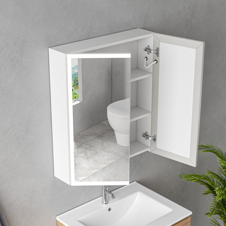 Oglinda LED cu Dulap MODA 60x70 cm Alb  Iluminare Perimetrala si Senzor Touch