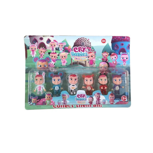 Jucarie tip Set 6 Bebelusi Costumati in Animalute, 6 Piese, Multicolor, Plastic