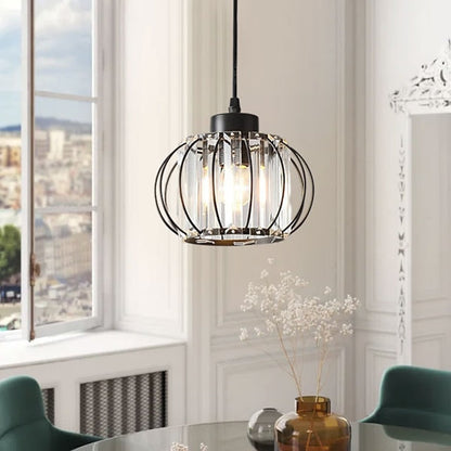 Lustra Clasica Moderna, Suspendata, Monica LC910/3LBK, 3 X E27, Negru, Metal si Sticla, Inaltime Reglabila