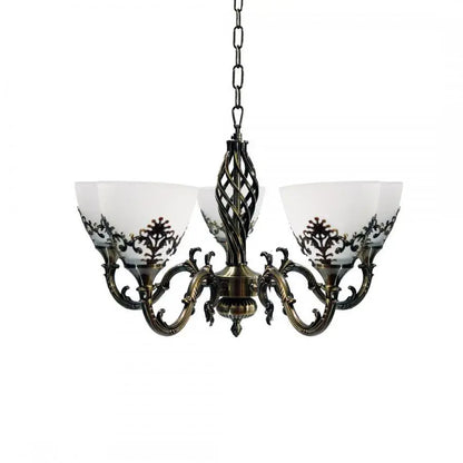 Lustra Rustic COTTAGE, 5XE27, Bronz Antichizat, Metal si Sticla