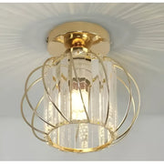 Lustra Cora 1XE27, Auriu, D 16cm, Metal si Cristal