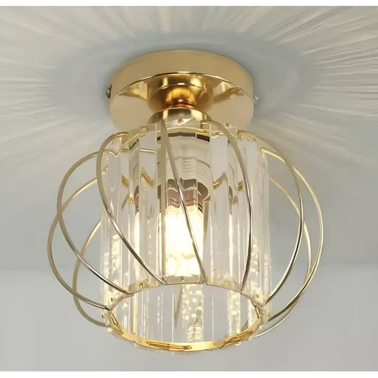 Lustra Cora 1XE27, Auriu, D 16cm, Metal si Cristal