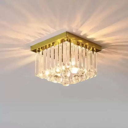 Lustra Cristal MARTINEZ Linear Luxe, Diametru 35cm, 4x E14, Auriu Lucios