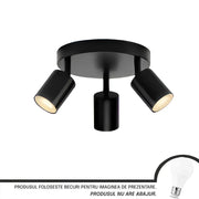 Lustra Joom cu Proiectoare Rotund,  3 X GU10, Negru
