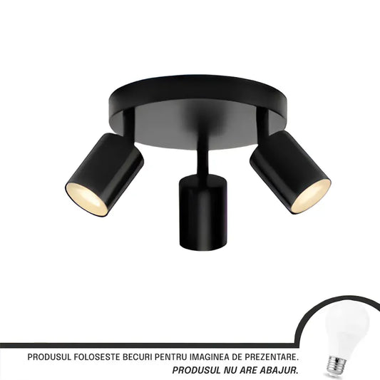 Lustra Joom cu Proiectoare Rotund,  3 X GU10, Negru