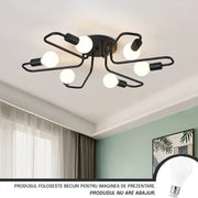 Lustra MODERNIST Hexa 6, 6x E27, Negru, Design Modern