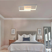 Lustra LED cu telecomanda LANDYN 37W, 2 Patrate, lumina Rece/Calda/Neutra, Dimabila, Alb
