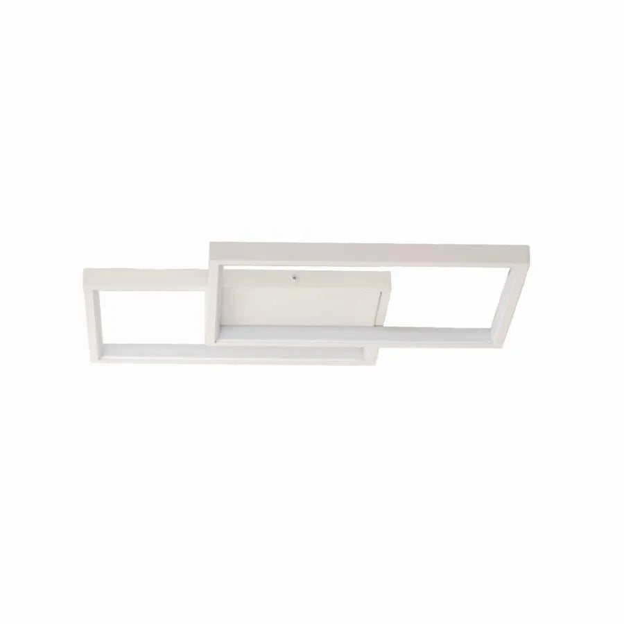 Lustra LED cu telecomanda LANDYN 37W, 2 Patrate, lumina Rece/Calda/Neutra, Dimabila, Alb