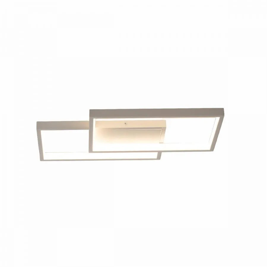 Lustra LED cu telecomanda LANDYN 37W, 2 Patrate, lumina Rece/Calda/Neutra, Dimabila, Alb