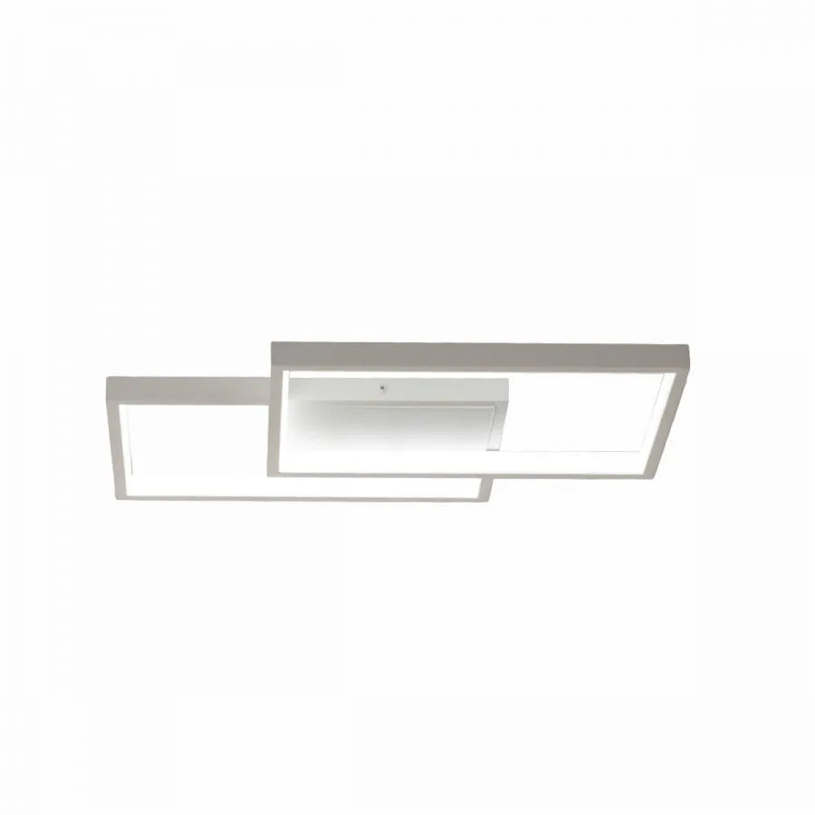 Lustra LED cu telecomanda LANDYN 37W, 2 Patrate, lumina Rece/Calda/Neutra, Dimabila, Alb