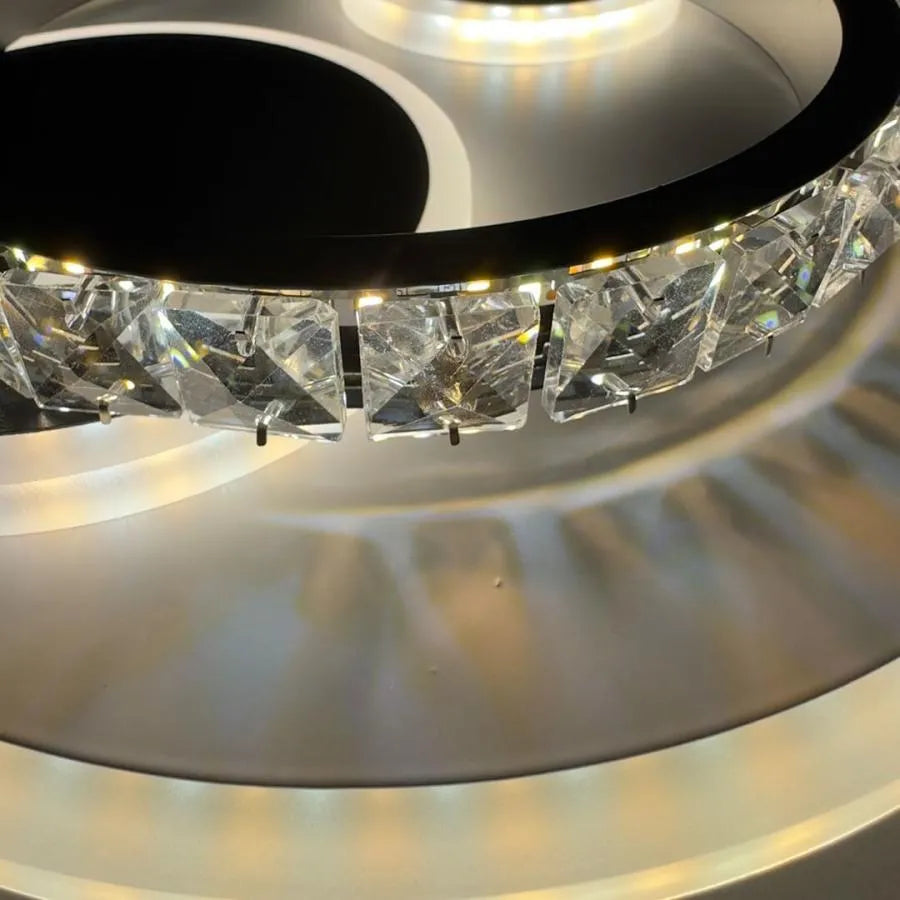 Lustra LED  cu cristal ARIELLA 39W, Rotunda,  lumina Rece/Calda/Neutra, Negru
