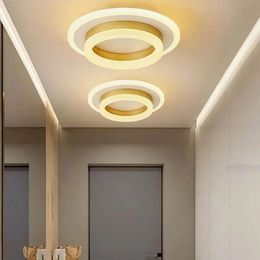 Lustra LED SOLENA ROTONDA 21W, Diametru 25cm, lumina Rece/Calda/Neutra, Alb Auriu