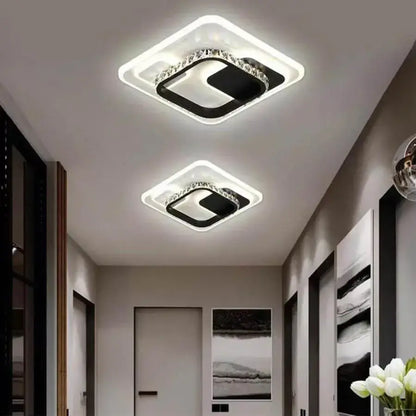Lustra LED  cu cristal ARIELLA 39W, Patrata,  lumina Rece/Calda/Neutra, Negru