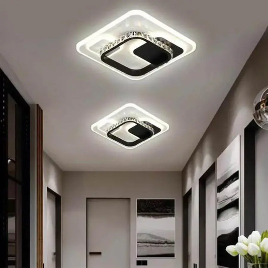 Lustra LED  cu cristal ARIELLA 39W, Patrata,  lumina Rece/Calda/Neutra, Negru