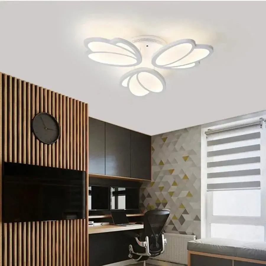 Lustra LED cu telecomanda TULIP 45W, 3 Petale, lumina Rece/Calda/Neutra, Dimabila, Alb