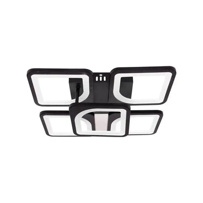 Lustra LED cu telecomanda ZOE 65W, 5 Patrate, lumina Rece/Calda/Neutra, Dimabila, Negru