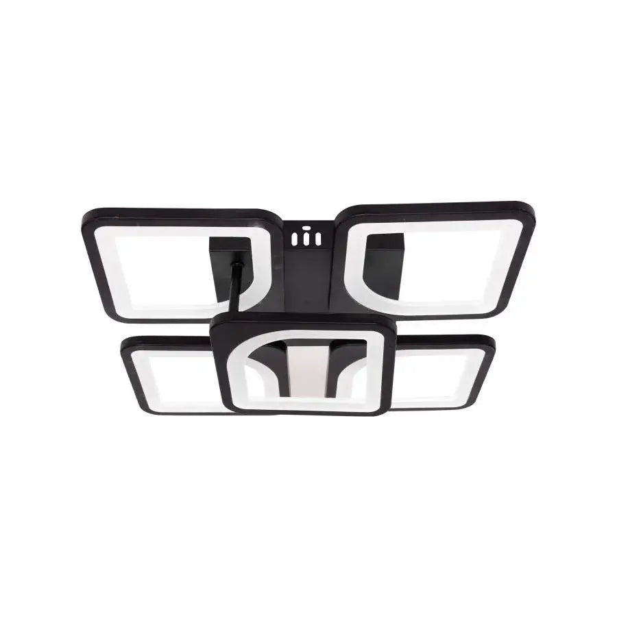 Lustra LED cu telecomanda ZOE 65W, 5 Patrate, lumina Rece/Calda/Neutra, Dimabila, Negru