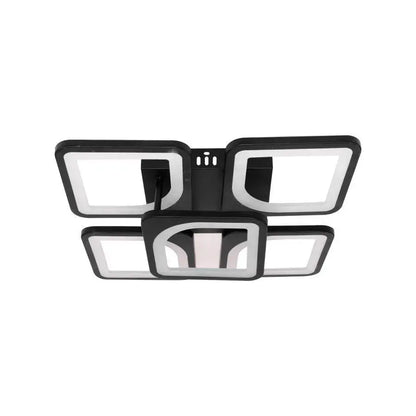 Lustra LED cu telecomanda ZOE 65W, 5 Patrate, lumina Rece/Calda/Neutra, Dimabila, Negru