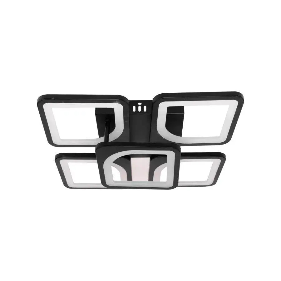 Lustra LED cu telecomanda ZOE 65W, 5 Patrate, lumina Rece/Calda/Neutra, Dimabila, Negru