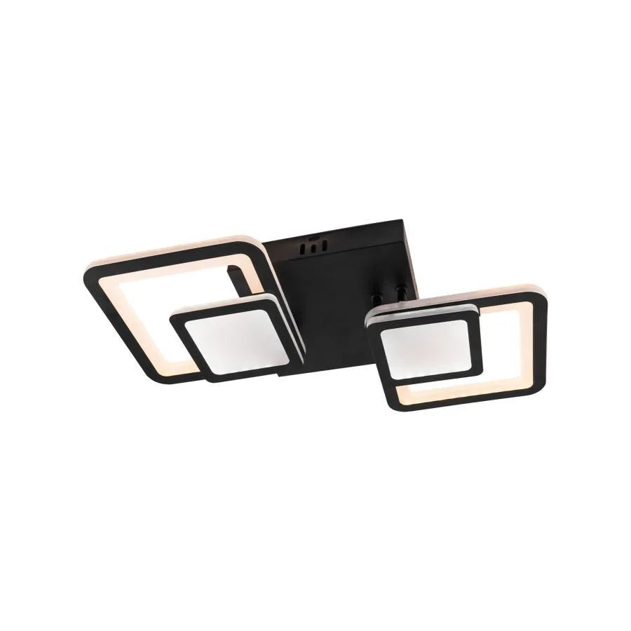 Lustra LED cu telecomanda BALANS 44W, 2 Patrate, lumina Rece/Calda/Neutra, Dimabila, Negru