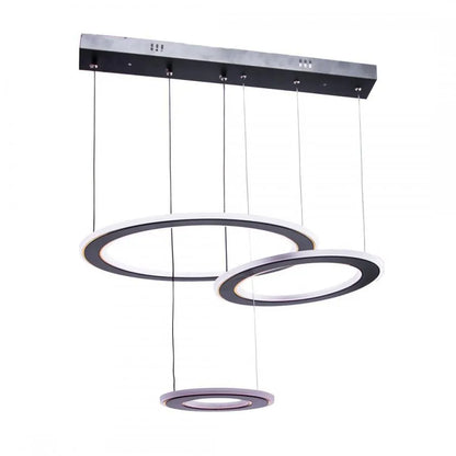 Lustra LED suspendata cu telecomanda BIANCA 99W, 3 Cercuri, lumina Rece/Calda/Neutra, Dimabila, Negru, Inaltime Reglabila