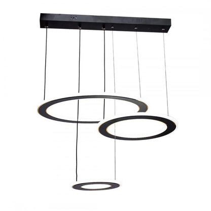 Lustra LED suspendata cu telecomanda BIANCA 99W, 3 Cercuri, lumina Rece/Calda/Neutra, Dimabila, Negru, Inaltime Reglabila