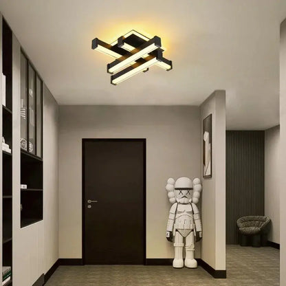 Lustra LED CADE 34W, 4 Elemente,  Liniara, lumina Rece/Calda/Neutra, Negru