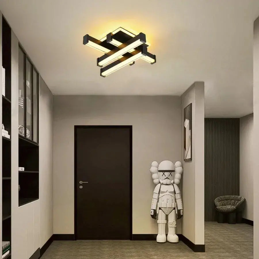 Lustra LED CADE 34W, 4 Elemente,  Liniara, lumina Rece/Calda/Neutra, Negru