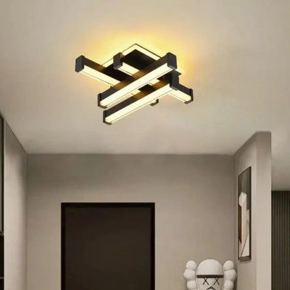 Lustra LED CADE 34W, 4 Elemente,  Liniara, lumina Rece/Calda/Neutra, Negru