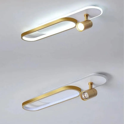 Lustra LED cu Proiector Reglabil FISSO Camilla, 48W, lumina Rece/Calda/Neutra 3000K/4000K/6000K, Auriu Lucios, Metal si Acril