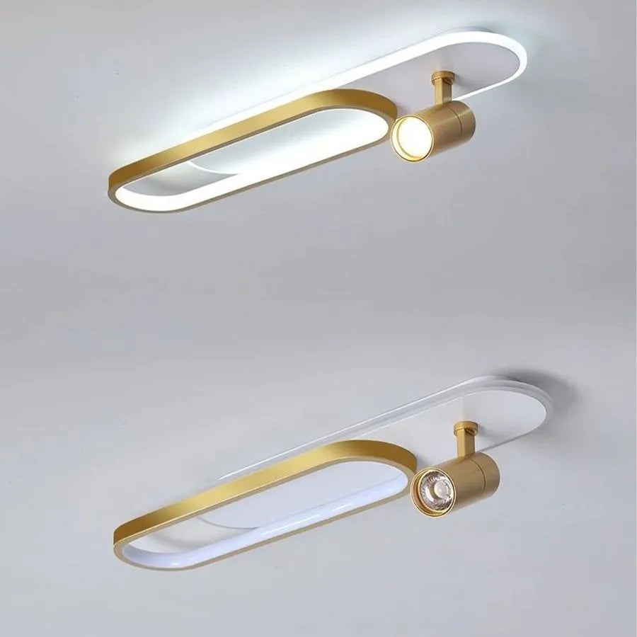 Lustra LED cu Proiector Reglabil FISSO Camilla, 48W, lumina Rece/Calda/Neutra 3000K/4000K/6000K, Auriu Lucios, Metal si Acril