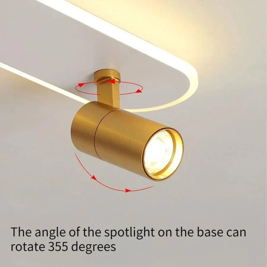 Lustra LED cu Proiector Reglabil FISSO Camilla, 48W, lumina Rece/Calda/Neutra 3000K/4000K/6000K, Auriu Lucios, Metal si Acril