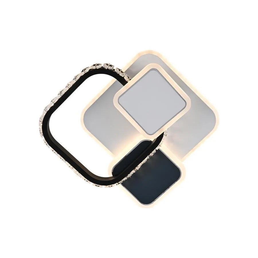 Lustra LED cu cristal GELLA 48W,  Patrata, lumina Rece/Calda/Neutra, Alb Negru