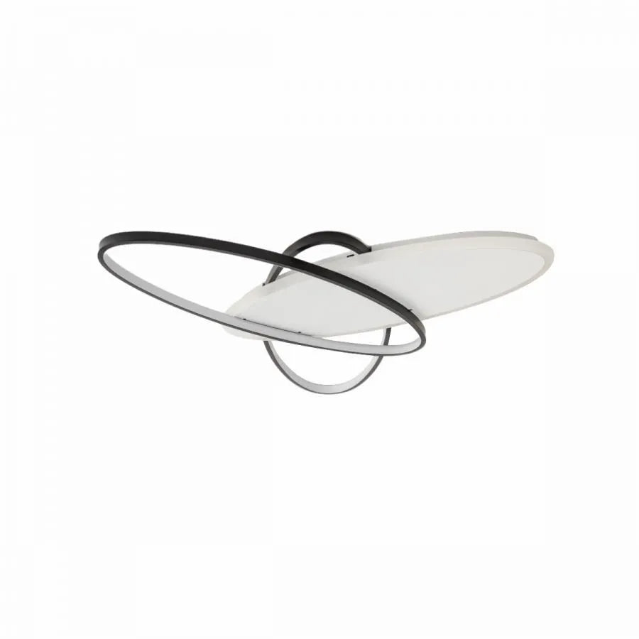 Lustra LED cu telecomanda LIGURIA 77W, 3 Ovale, lumina Rece/Calda/Neutra, Dimabila, Negru Alb