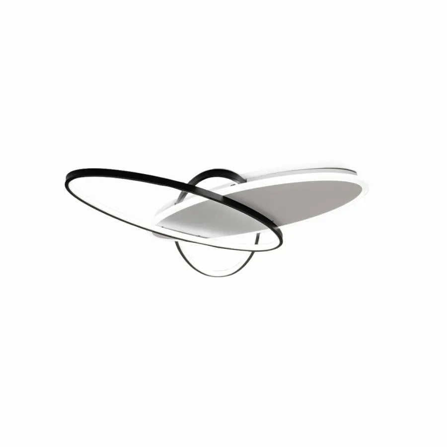 Lustra LED cu telecomanda LIGURIA 77W, 3 Ovale, lumina Rece/Calda/Neutra, Dimabila, Negru Alb