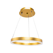 Lustra LED suspendata cu telecomanda AZARIAH 38W, 1 Cerc, lumina Rece/Calda/Neutra, Dimabila, Auriu Lucios, Inaltime Reglabila