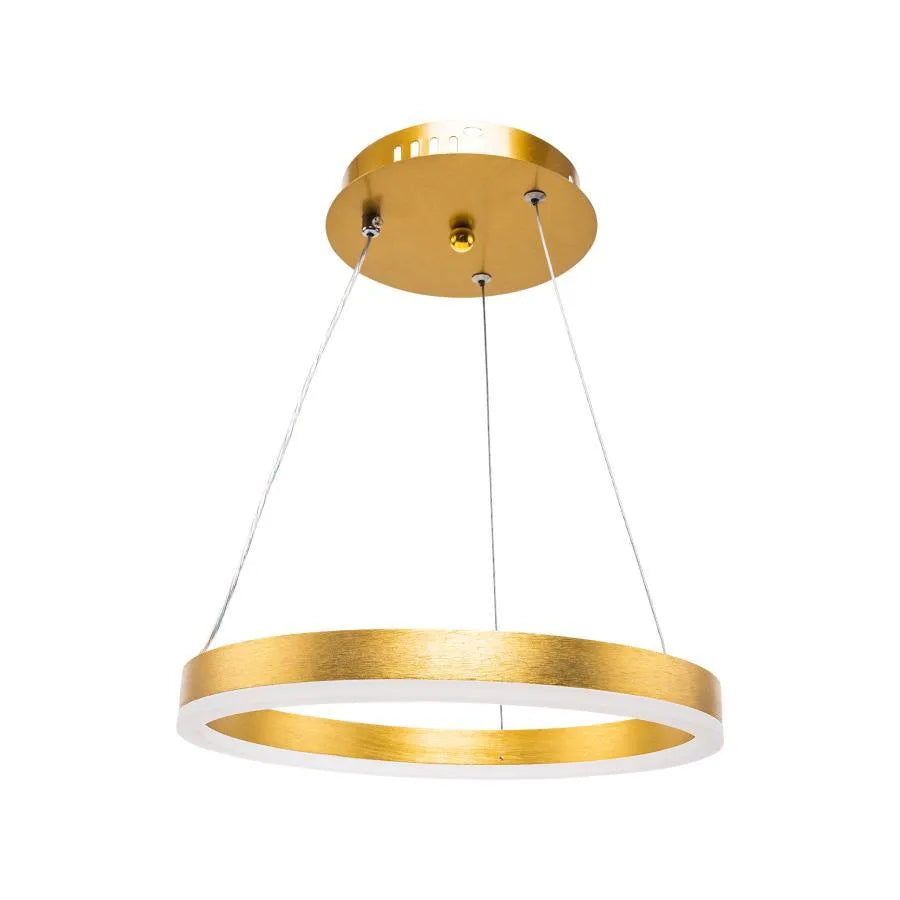 Lustra LED suspendata cu telecomanda AZARIAH 38W, 1 Cerc, lumina Rece/Calda/Neutra, Dimabila, Auriu Lucios, Inaltime Reglabila