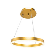 Lustra LED suspendata cu telecomanda AZARIAH 38W, 1 Cerc, lumina Rece/Calda/Neutra, Dimabila, Auriu Lucios, Inaltime Reglabila