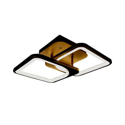 Lustra LED cu telecomanda ZOE 27W, 2 Patrate,  lumina Rece/Calda/Neutra, Dimabila, Negru