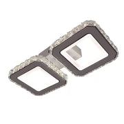 Lustra LED cu telecomanda si cristal QUADRIS 41W, 2 Patrate, lumina Rece/Calda/Neutra, Dimabila, Alb
