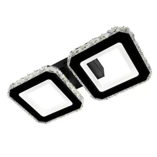 Lustra LED cristal QUADRIS 41W, 2 Patrate, lumina Rece/Calda/Neutra, Negru